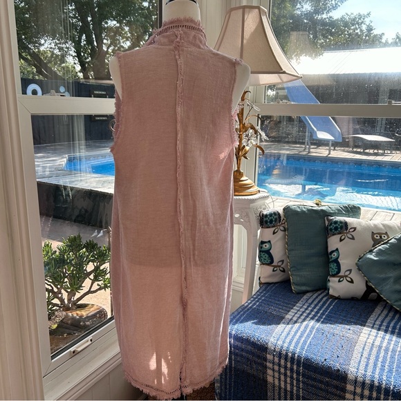 Angela Mara Pale Pink Rag Style Distressed Open Cardigan Size Medium - Picture 8 of 15